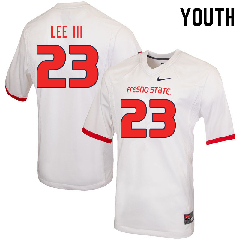 Youth #23 McKinley Lee III Fresno State Bulldogs College Football Jerseys Sale-White - Click Image to Close